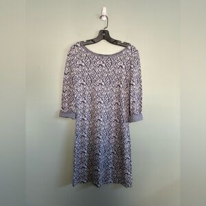 TART Women's Medium Modal Knit Aztec Ikat Blue Shift Dress Anthropologie Sz S